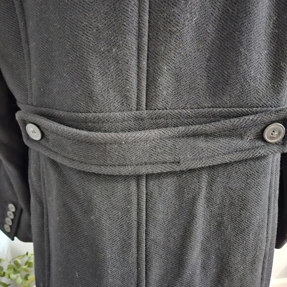 Talbots Black Wool Button Up Coat with Pockets Plus Size 14 Overcoat - Picture 9 of 12